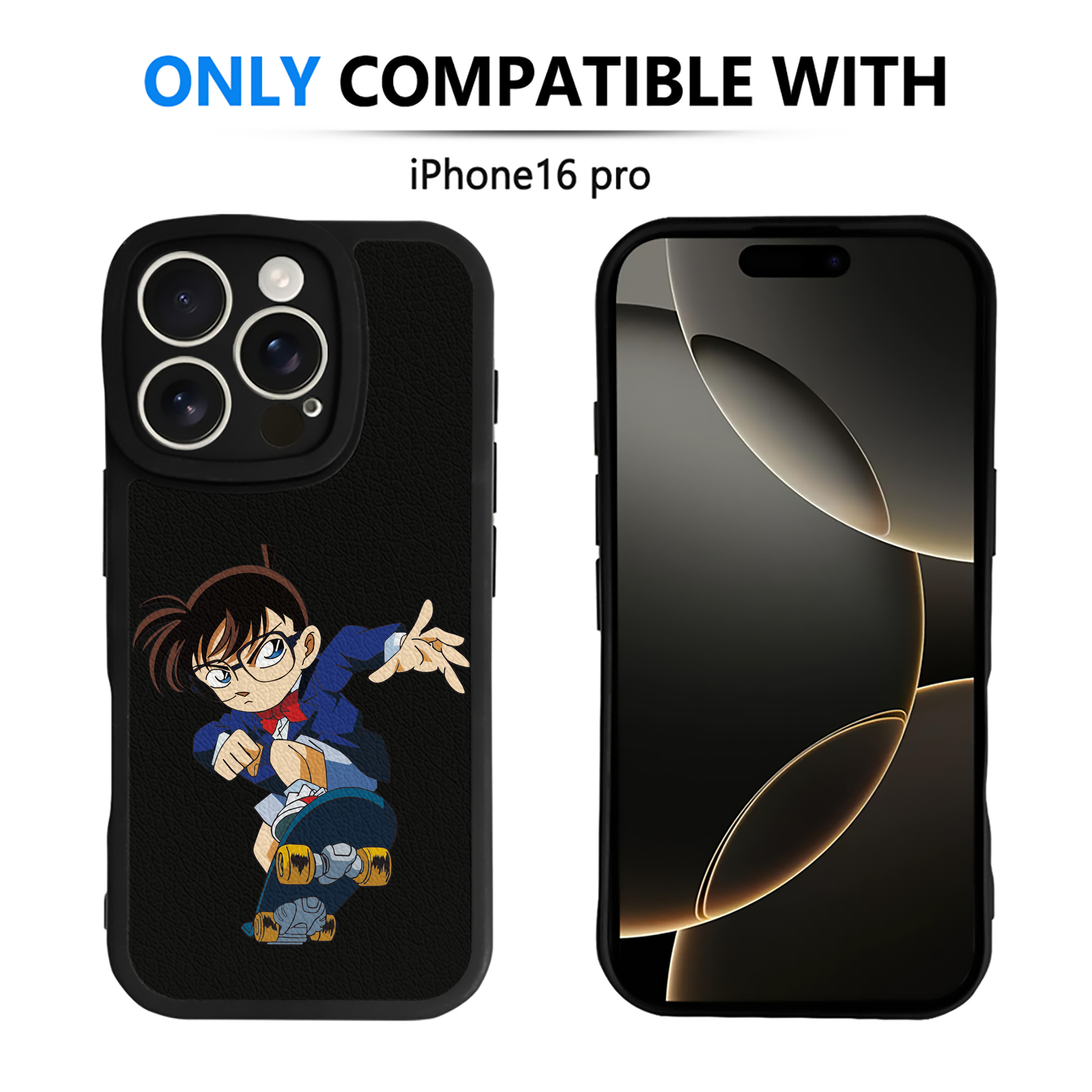 （画像用） 名探偵コナン 江戸川 コナン Detective Conan Conan Edogawa 【iPhone 16シリーズ対応】シリコンスマホケース（レザー調） 材質：シリコン